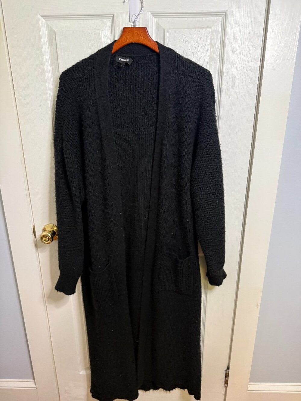 Express Black Longline Duster Cardigan Sweater Sz L